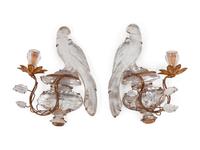 A Pair of Gilt Metal and Glass Single-Light Sconces in the Style of Maison Baguès