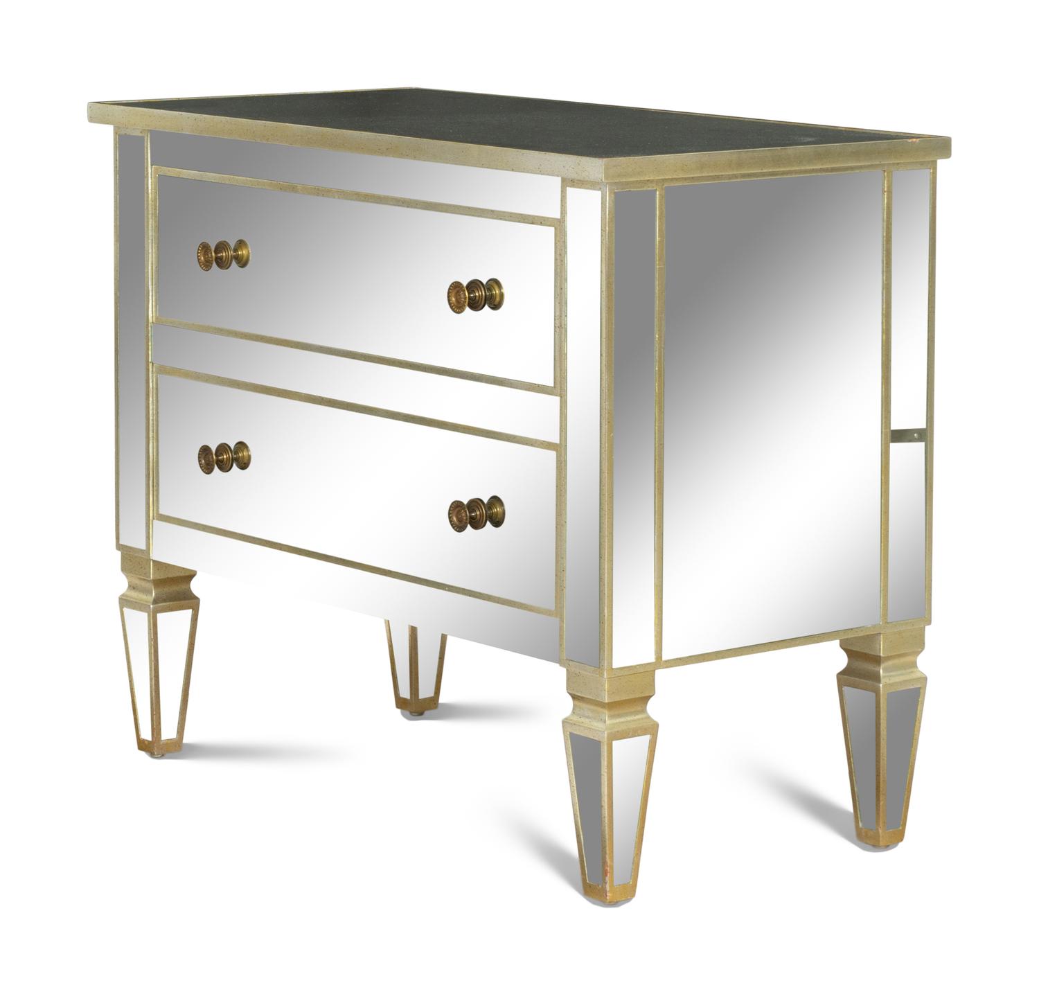 A Pair of Silver Gilt Mirror-Veneered Bedside Commodes