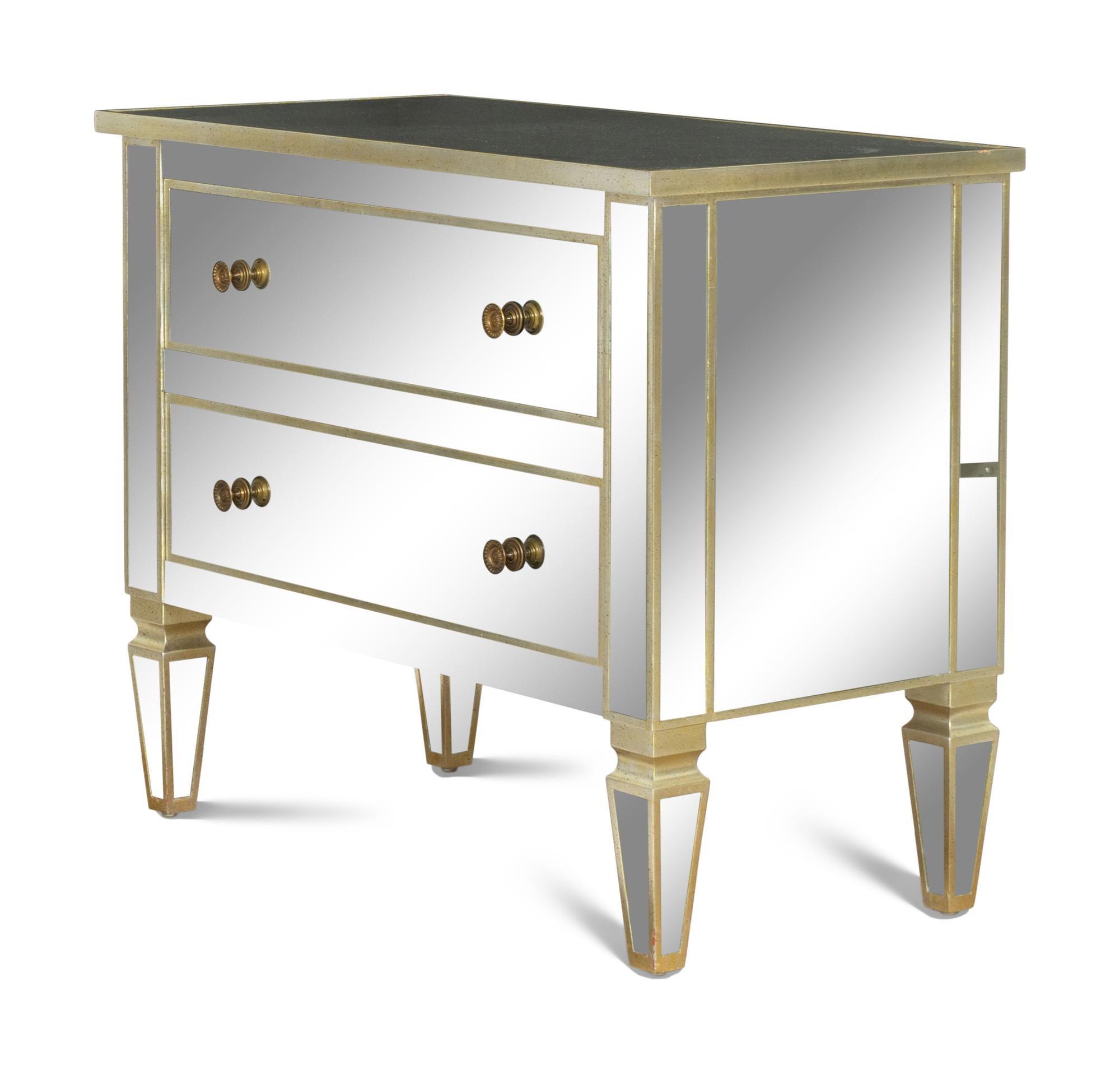 A Pair of Silver Gilt Mirror-Veneered Bedside Commodes