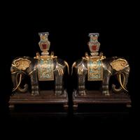 A Pair of Large Chinese Parcel Gilt Bronze and Cloisonné Elephants, 20th Century — 近代 掐絲琺琅太平有象一對