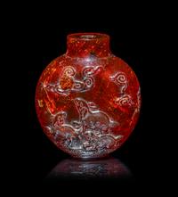 A Chinese Carved Amber Snuff Bottle