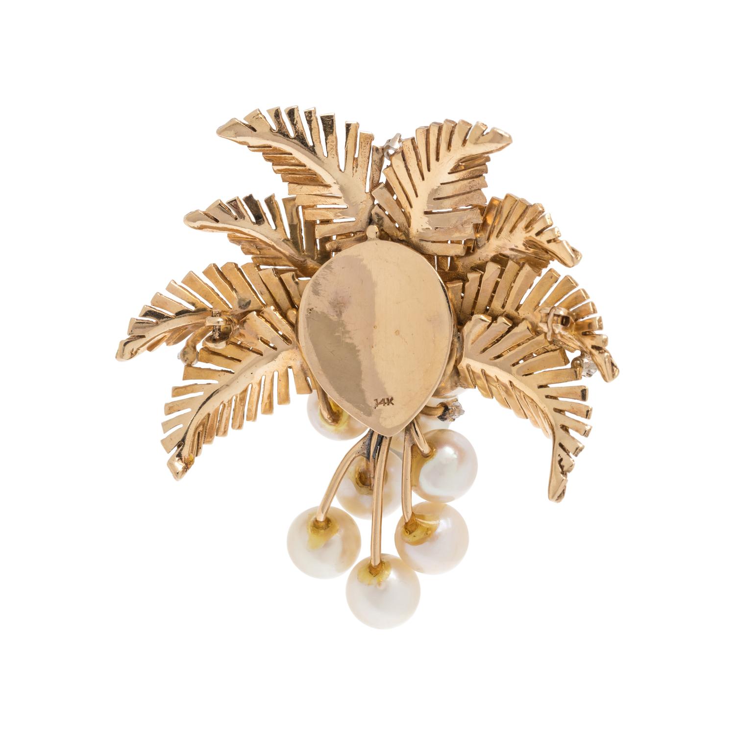 YELLOW GOLD, DIAMOND AND CULTURED PEARL ELEMENT