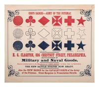 [CIVIL WAR]. Corps Badges----Army of the Potomac. [Philadelphia, PA]: ca 1863.