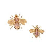 PAIR OF YELLOW GOLD AND MULTIGEM BEE BROOCHES