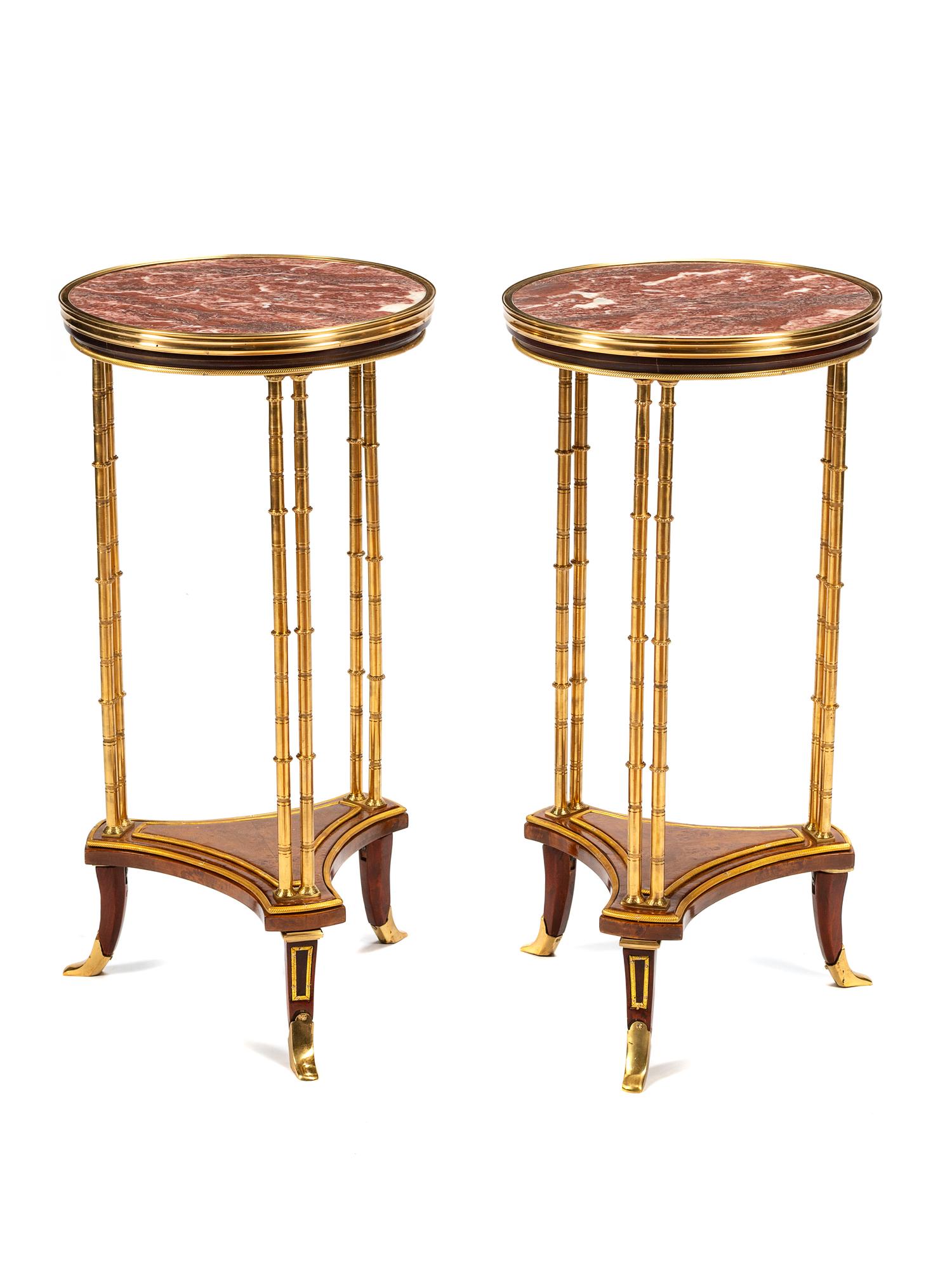 A Pair of French Gilt Bronze Marble-Top Guéridons