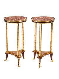 A Pair of French Gilt Bronze Marble-Top Guéridons