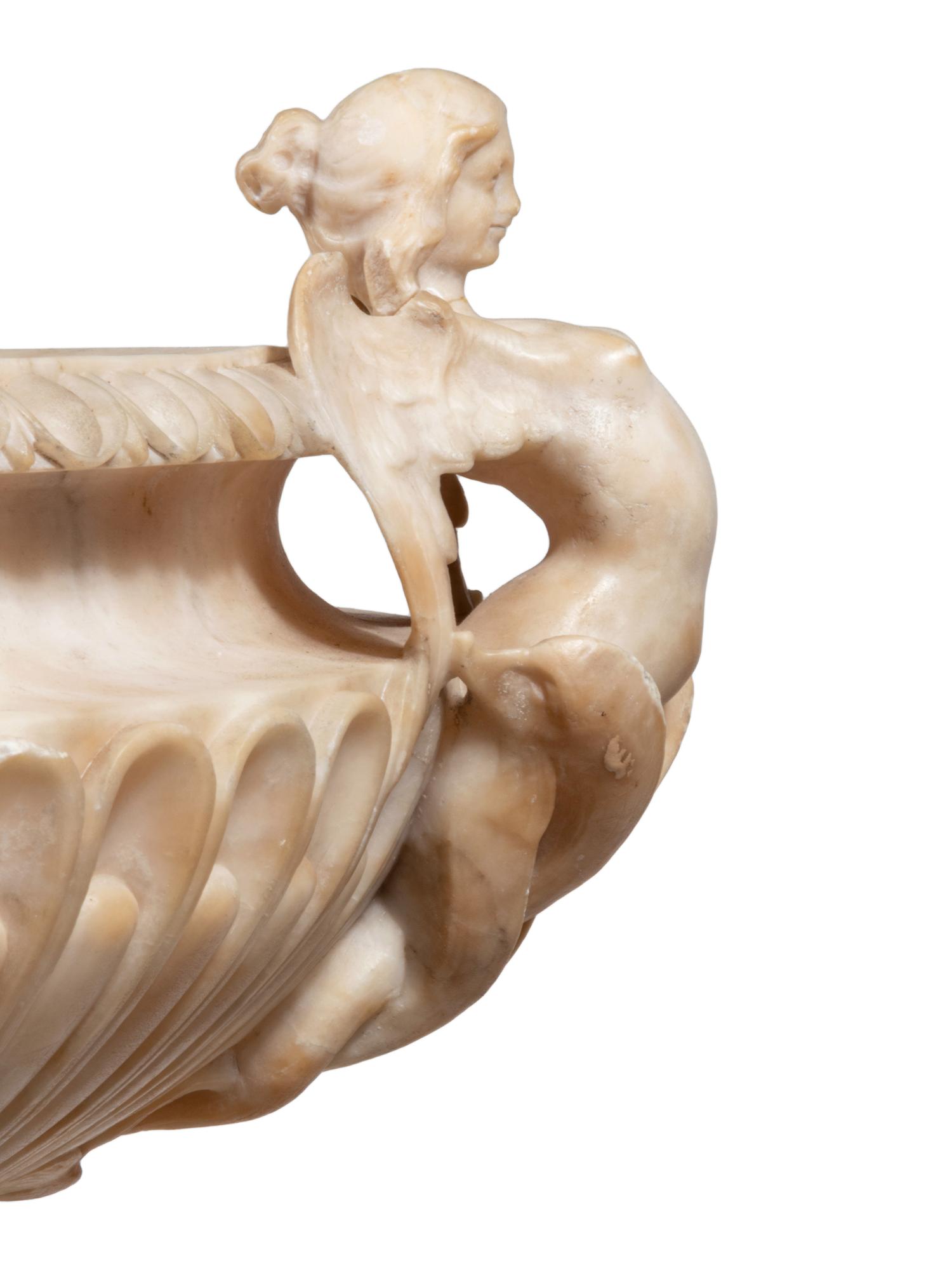 A Continental Alabaster and Marble Urn and Pedestal