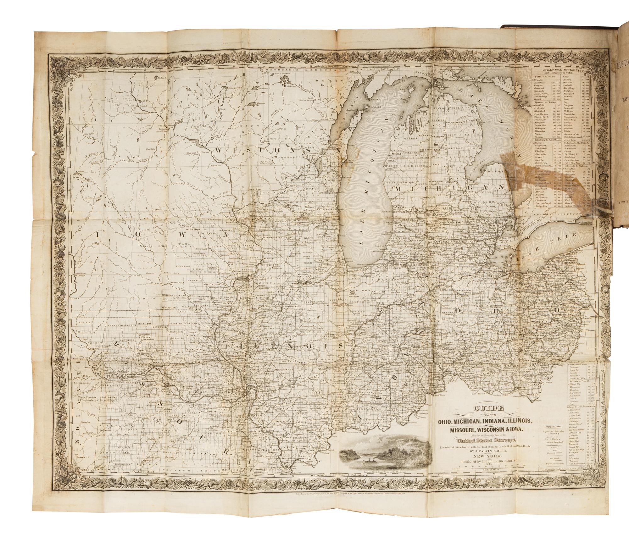 [MITCHELL, Samuel Augustus (1792–1868)]. Illinois in 1837; A Sketch Descriptive of the Situation, Boundaries, Face of the Country… With a Letter on the Cultivation of the Prairies by the Hon. H. L. Ellsworth. Philadelphia: S. Augustus Mitchell and Grigg & Elliot, 1837.