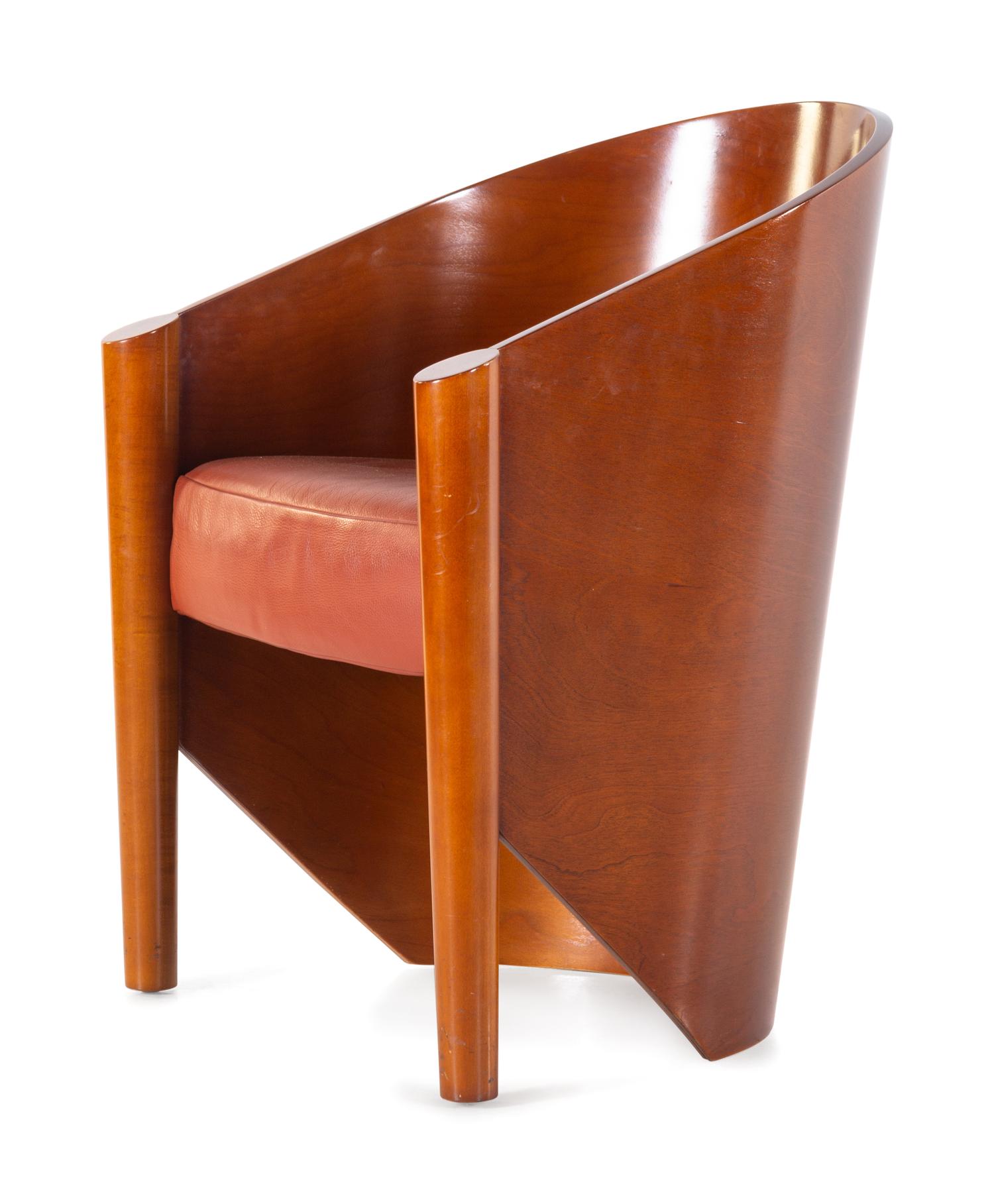 An Art Deco Style Leather-Upholstered Lounge Chair