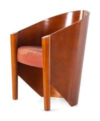 An Art Deco Style Leather-Upholstered Lounge Chair