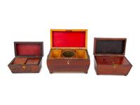 Three Regency Carved Wood Tea Caddies