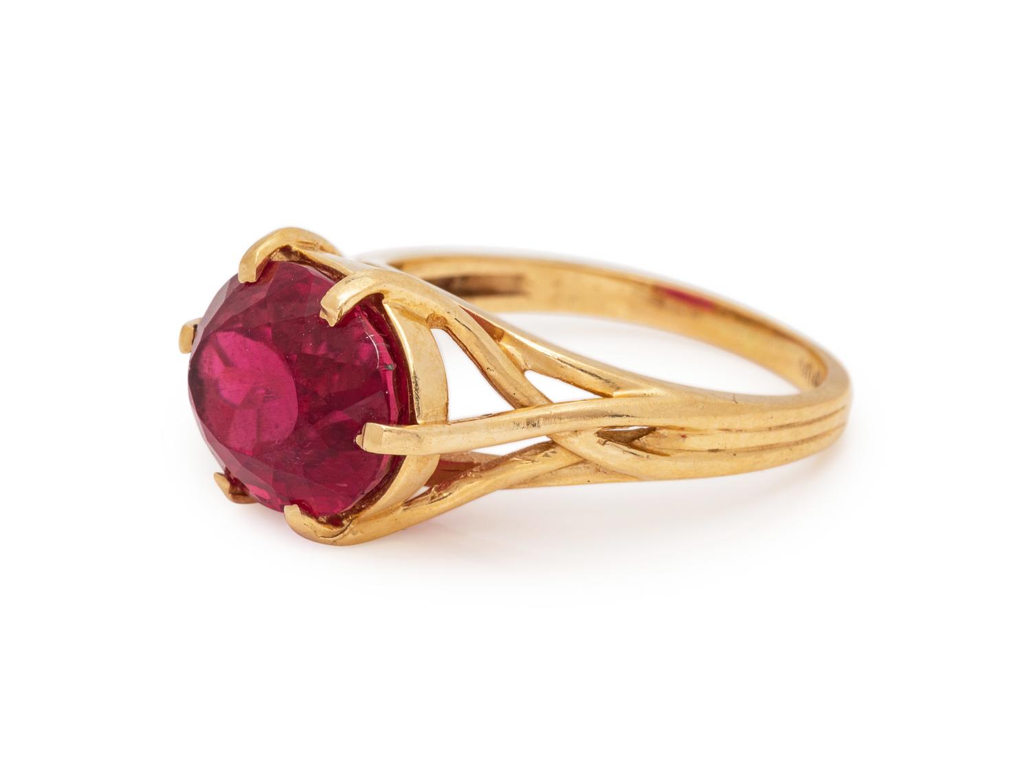A 14 Karat Yellow Gold Tourmaline Ring,