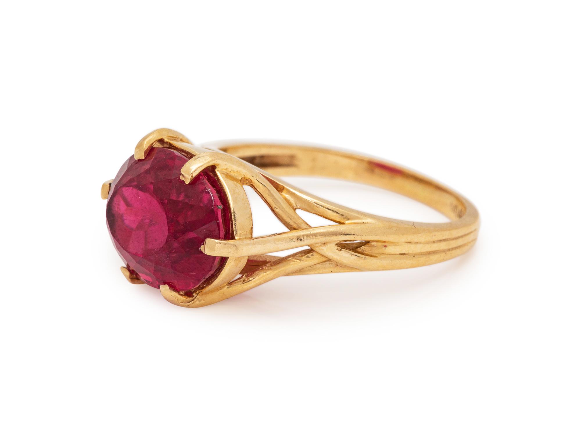 A 14 Karat Yellow Gold Tourmaline Ring,