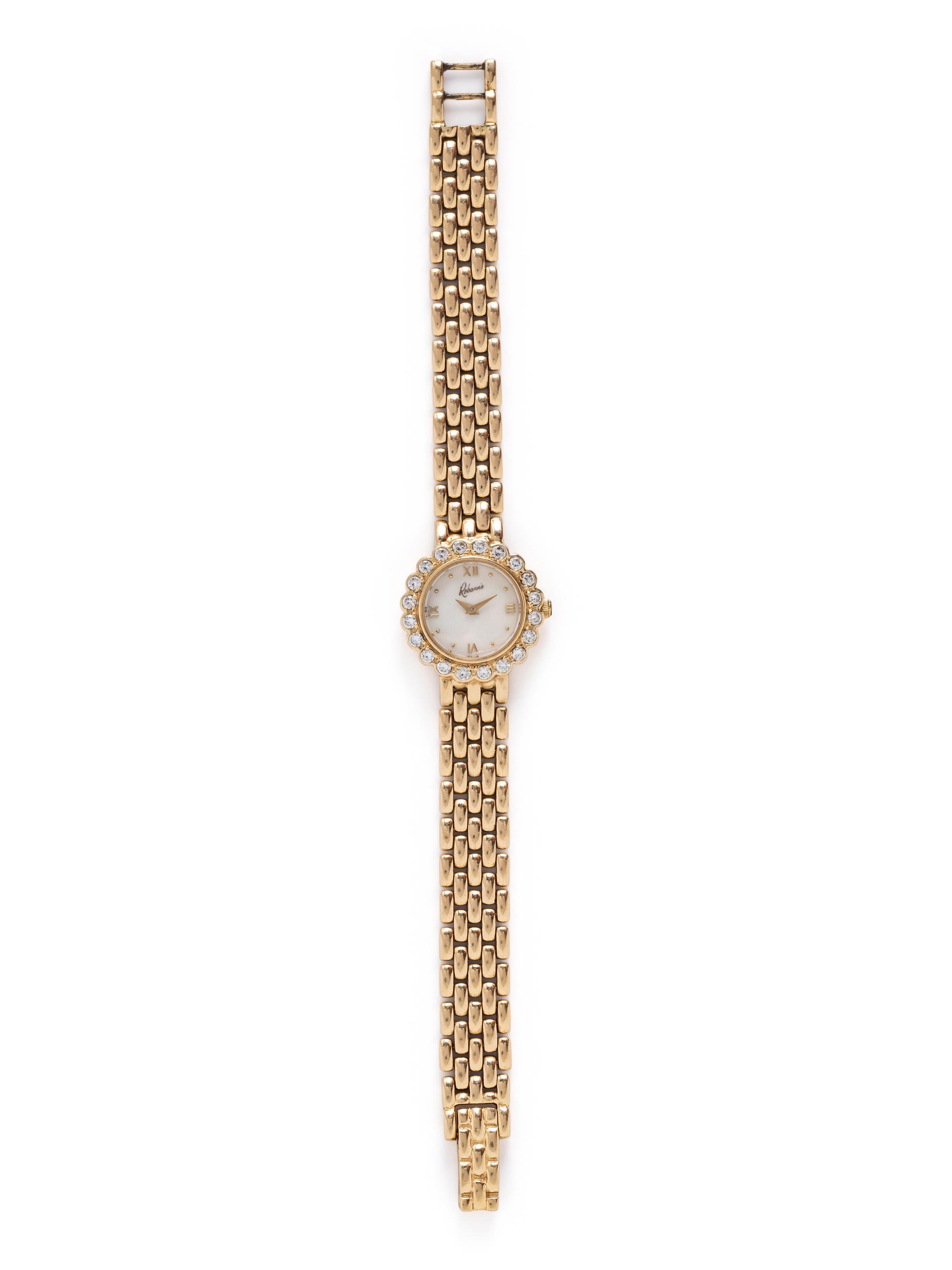 ROBANN'S, YELLOW GOLD AND DIAMOND WATCH