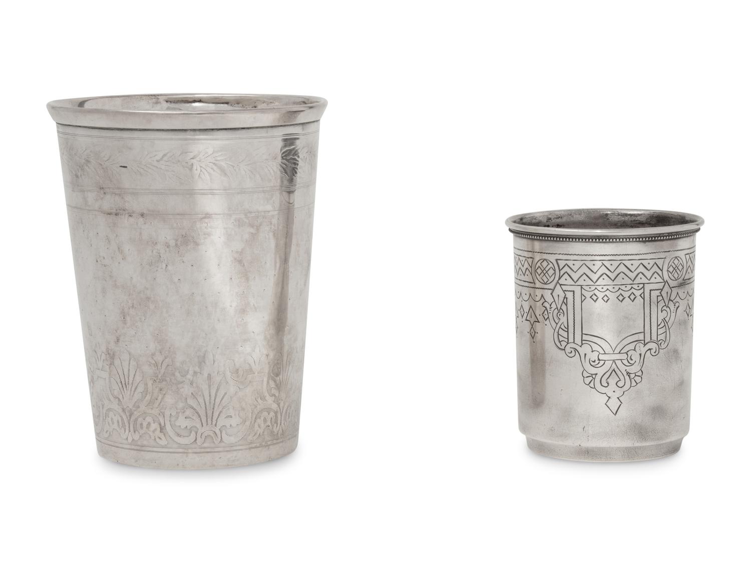 Two Continental Silver Beakers