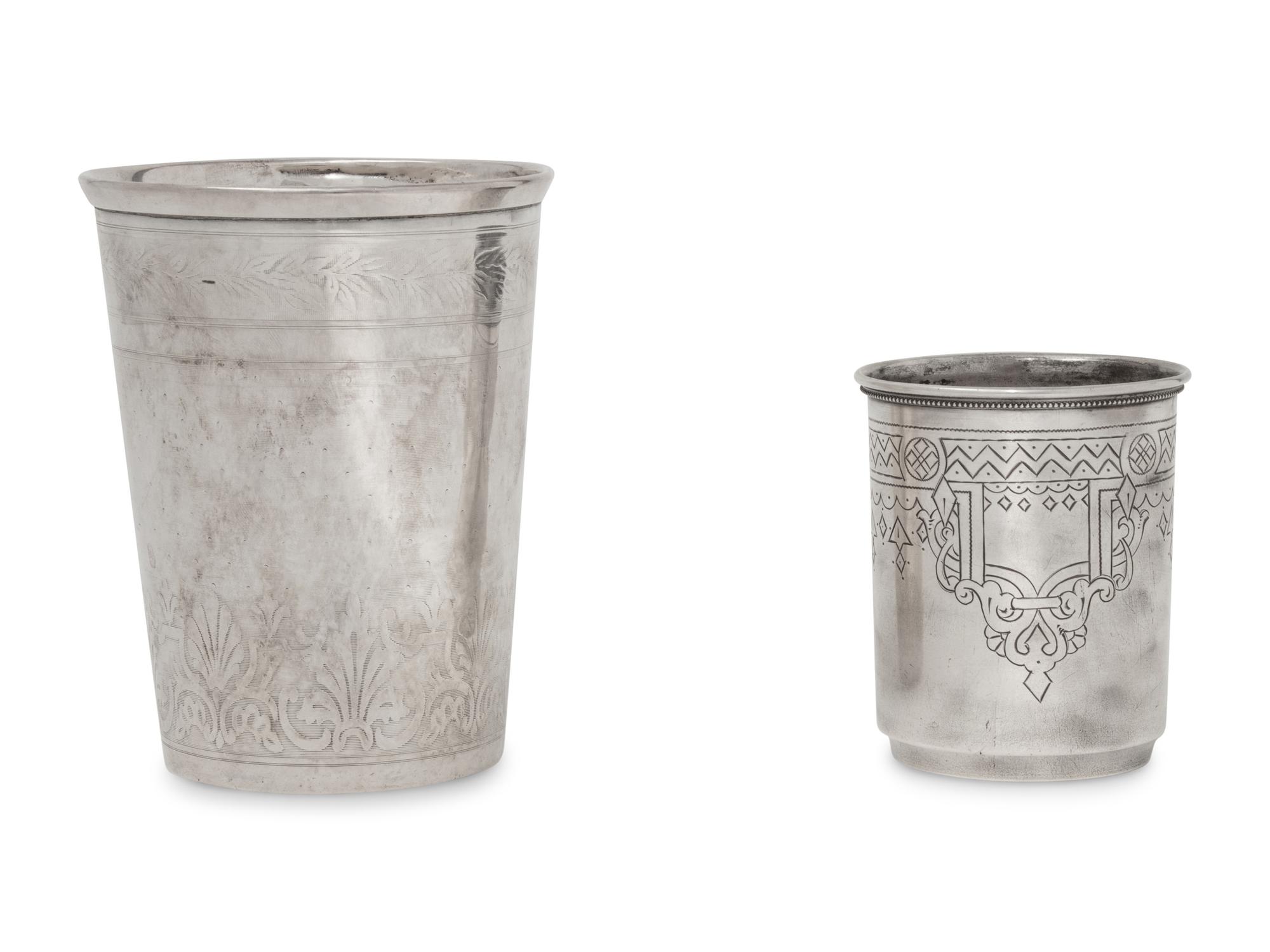 Two Continental Silver Beakers