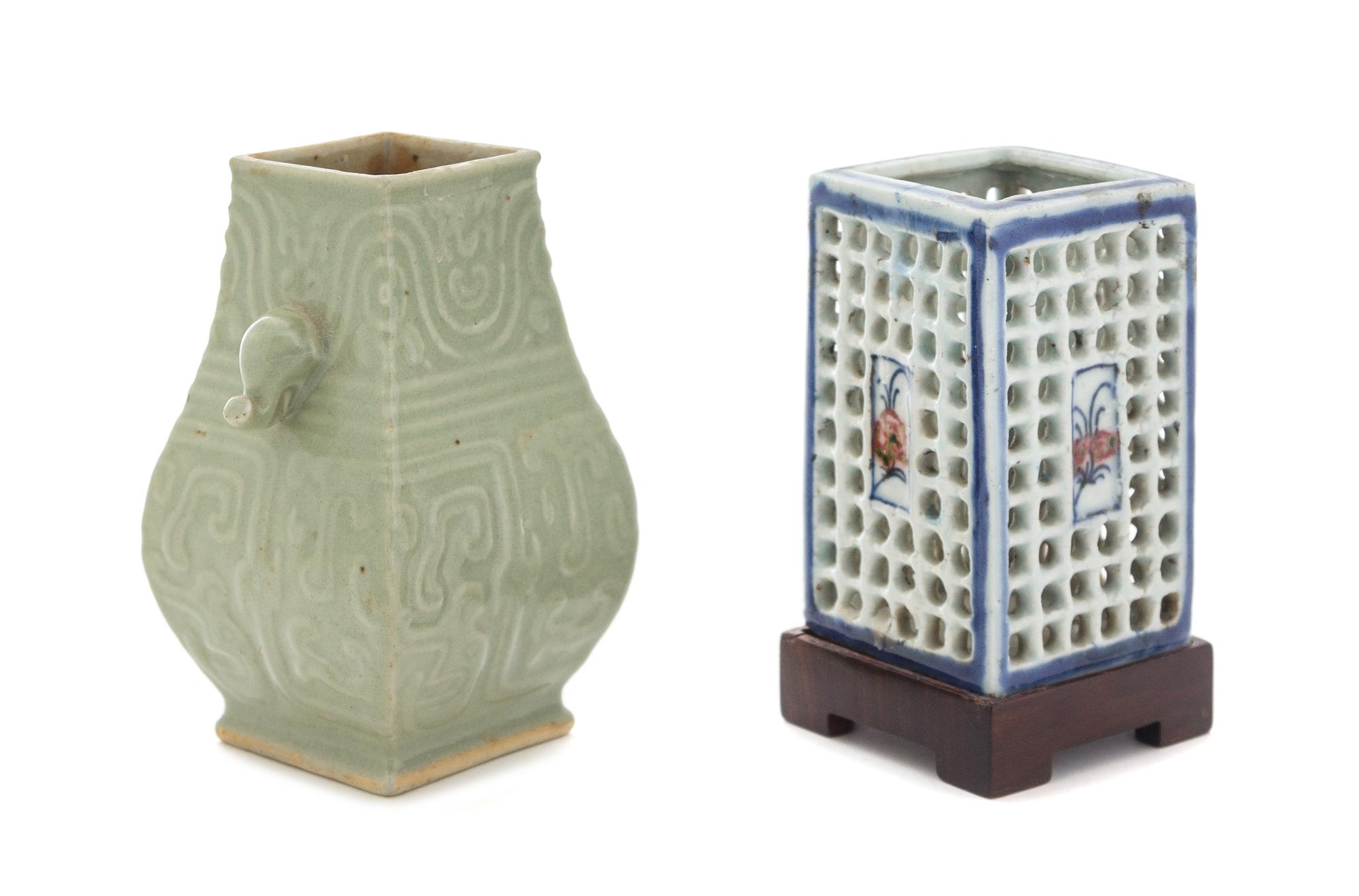 Two Porcelain Articles Height of tallest — QING DYNASTY (1644-1911)