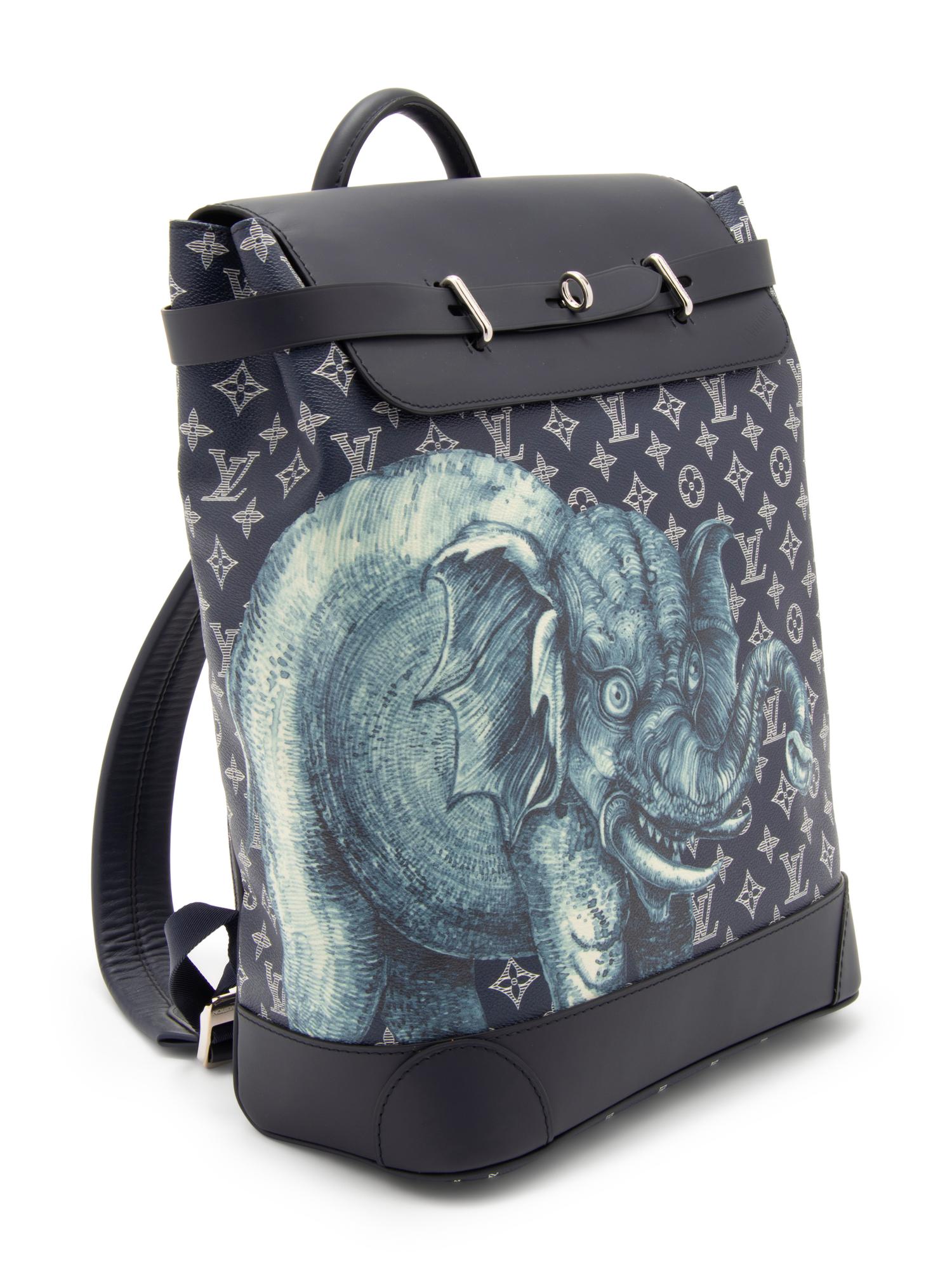 Louis Vuitton Limited Edition Chapman Steamer Backpack in Monogram Savane Canvas with Elephant Print, Chapman Brothers, Spring Summer 2017