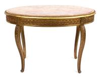 An Italian Louis XVI Style Giltwood Table Height 29 1/2 x width 47 x depth 31 3/4 inches. — 19TH CENTURY