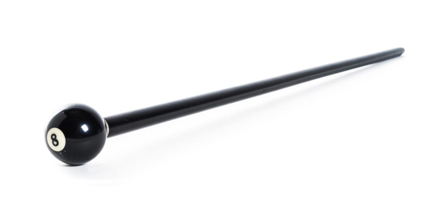 A Billiard Themed Walking Stick, Diameter of handle 2 1/4 x length overall 37 1/4 inches.