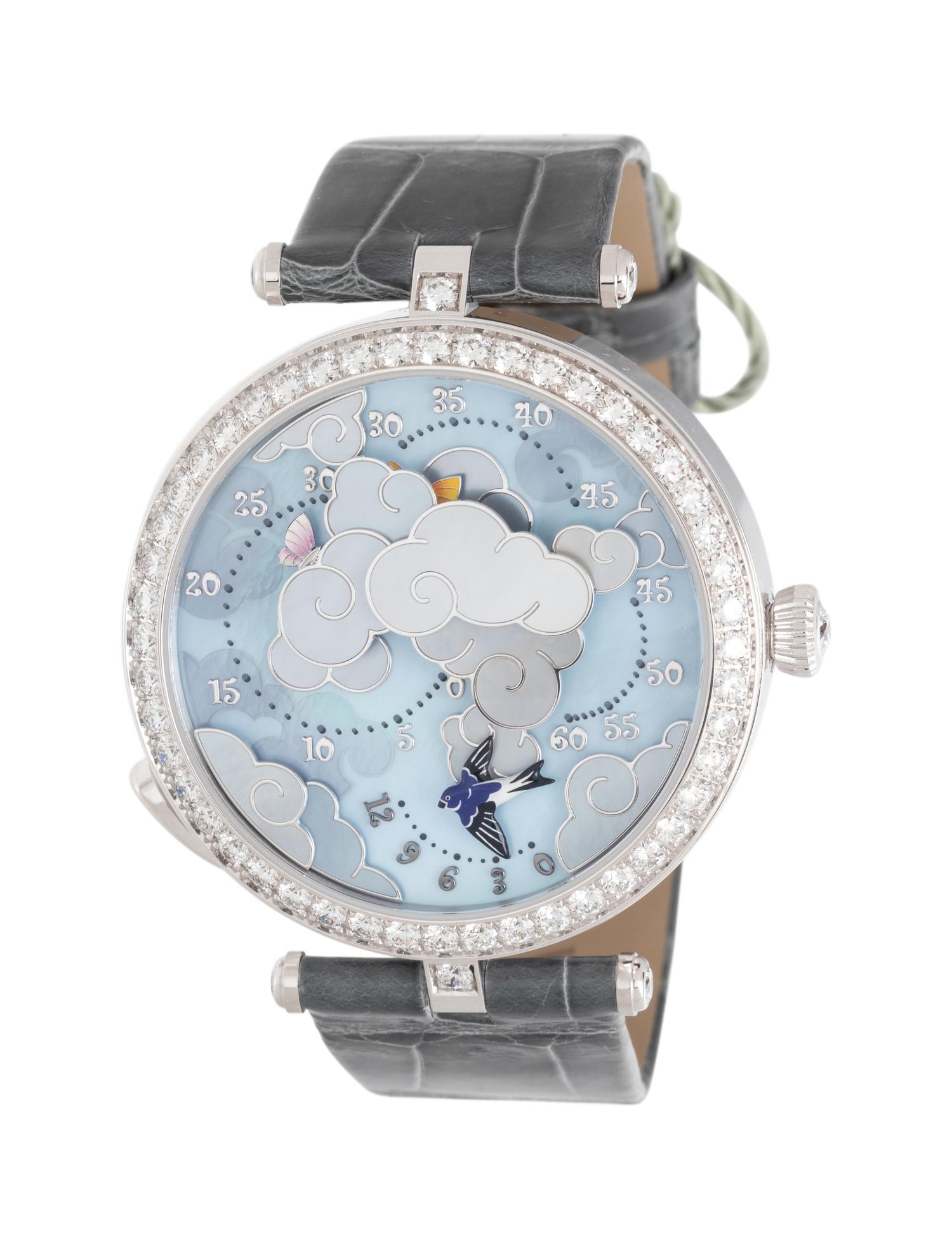 VAN CLEEF & ARPELS, REF. VCARO8OD00 18K WHITE GOLD 'LADY ARPELS RONDE DES PAPILLONS' WATCH