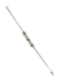 An 18 Karat White Gold, Emerald and Diamond Bracelet,