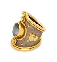An 18 Karat Bi-Color Cat's Eye Chrysoberyl and Diamond Ring, Elizabeth Gage,