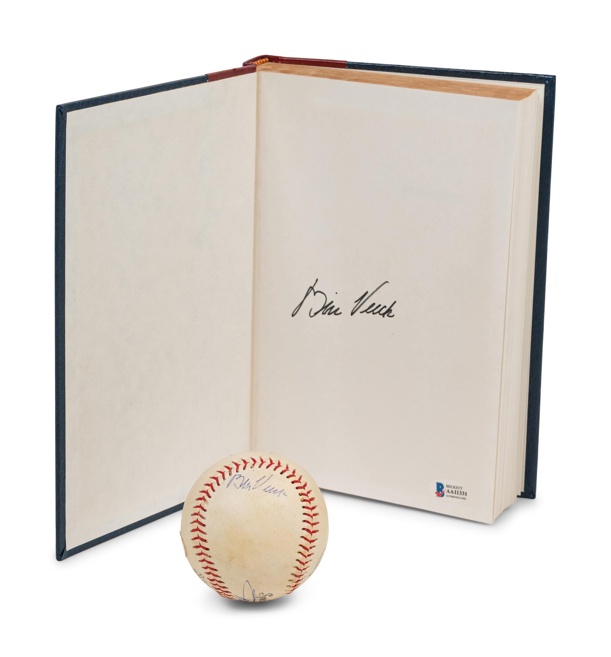 A Group of Hall of Fame Baseball Owner Bill Veeck Signed Autograph Items (BAS Beckett Authentication Services Certified),
