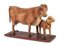 A German Calf and Cow Pull Toy