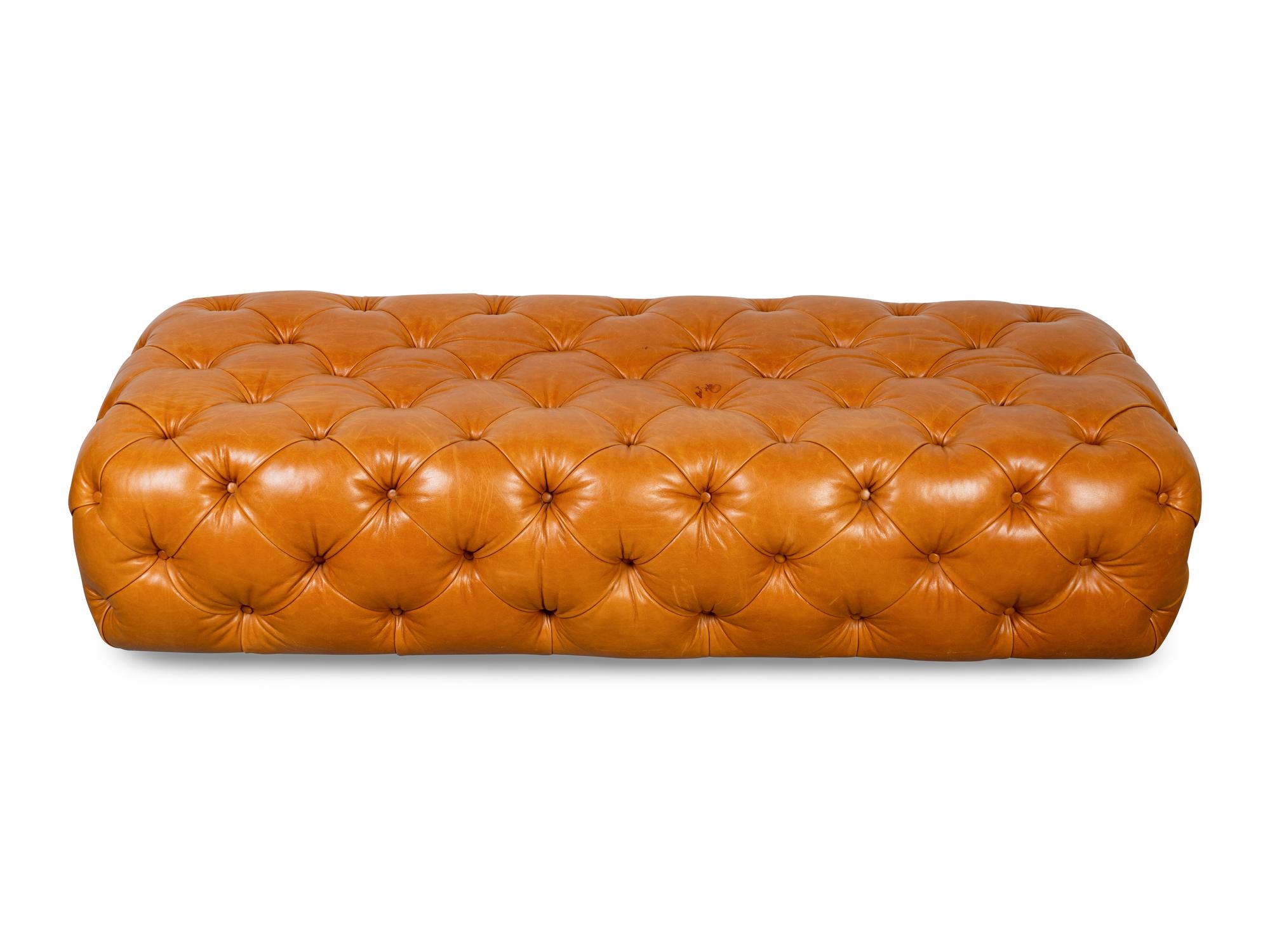 A Button Tufted Leather Banquette — 20TH CENTURY