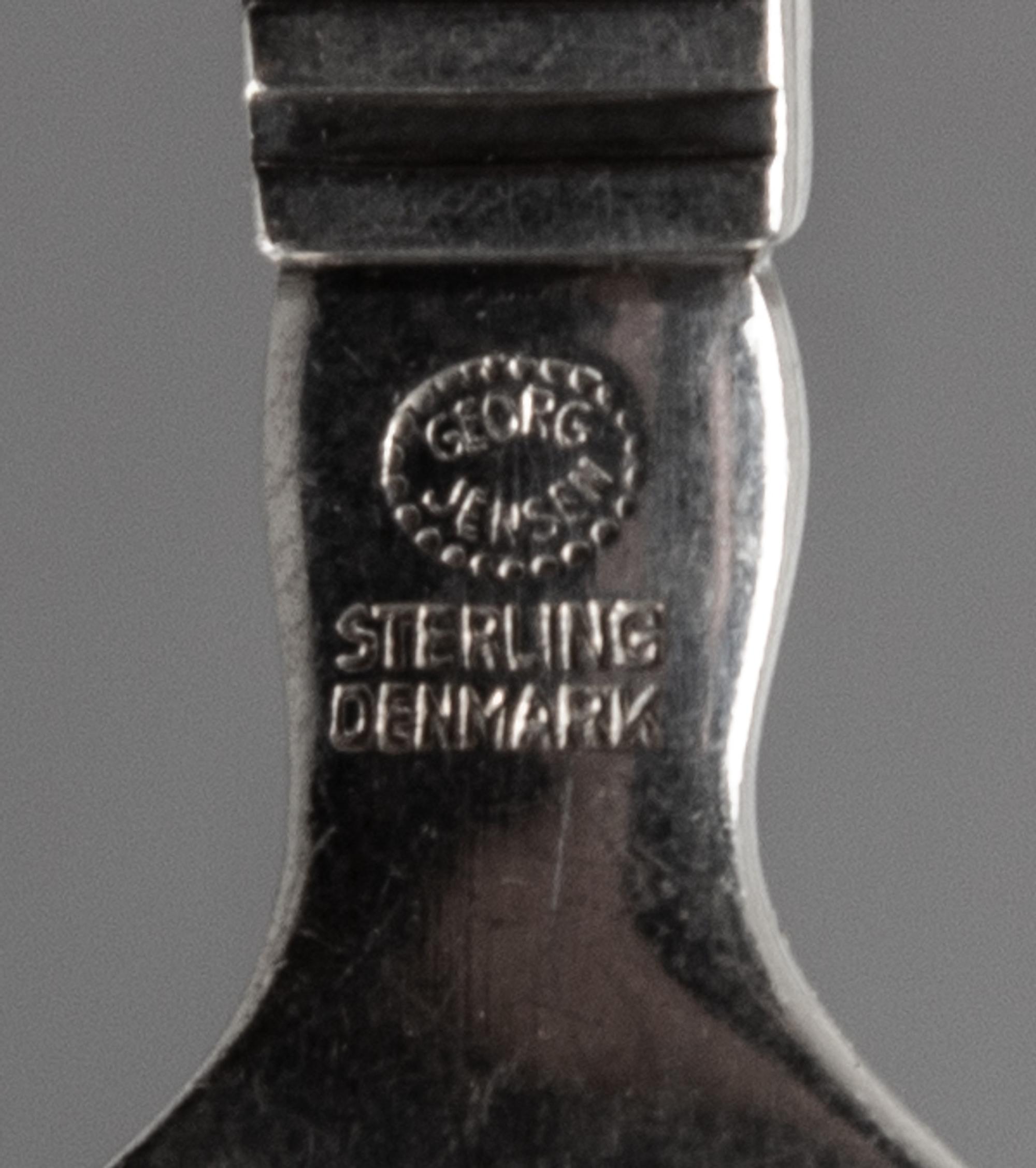 A Danish Silver Flatware Service, Georg Jensen Silversmithy, Copenhagen, 20th Century, Acadia (Blok) pattern, comprising: 12 dinner kni