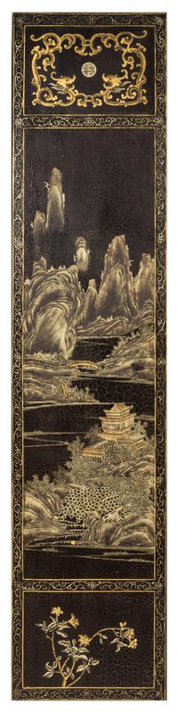 A Chinese Lacquered Twelve-Panel Floor Screen Height 82 x width of each panel 13 3/4 inches. — 19TH CENTURY