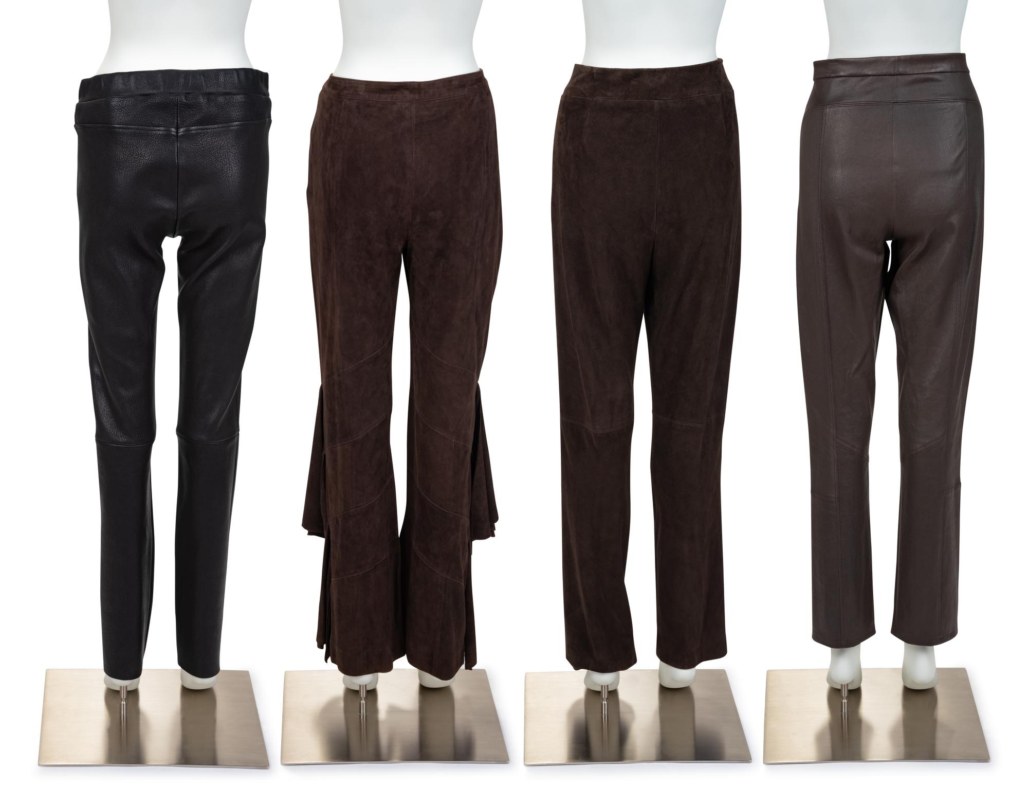 Four Leather Designer Pants: Valentino, Louis Vuitton, Oscar de la Renta, Elie Tahari, 2000-10s