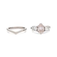 LIGHT PINK-BROWN DIAMOND AND DIAMOND RING