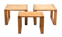 Three Mid-Century Modern Bleached Oak End Tables Height of larger 17 x width 23 x depth inches. — 20TH CENTURY