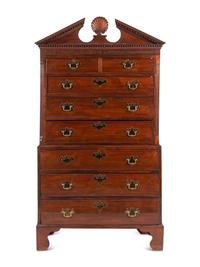 A George III Shell-Carved Mahogany Chest-on-Chest