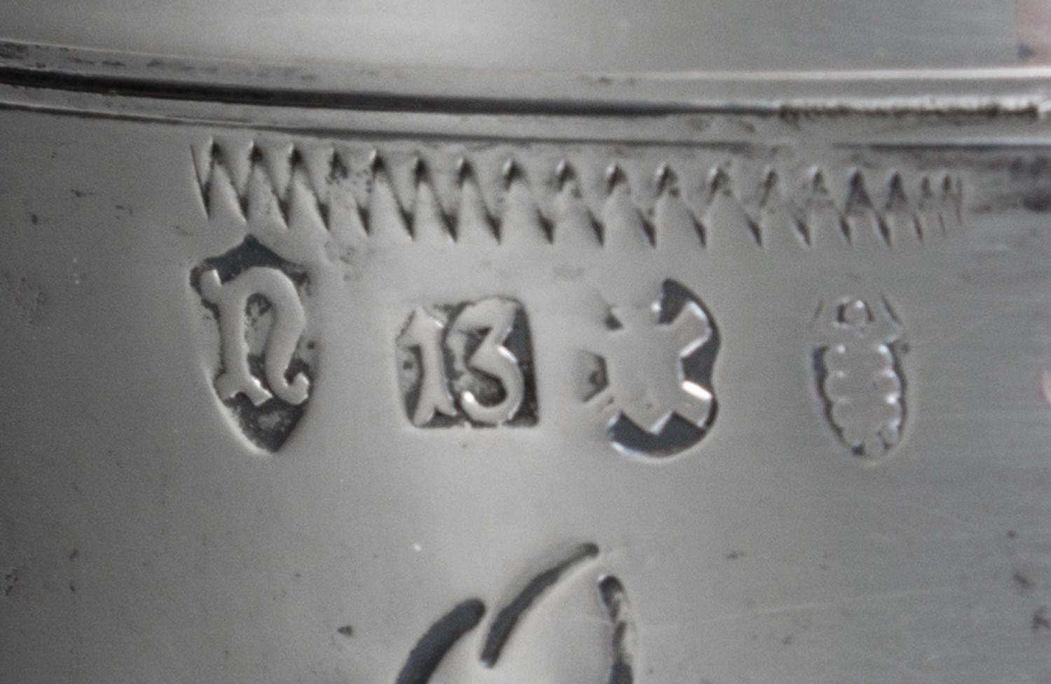 A German Silver Covered Jar, B. Neresheimer & Sohne, Hanau, 19th/20th Century, of cylindrical form, having foliate and berry decoration