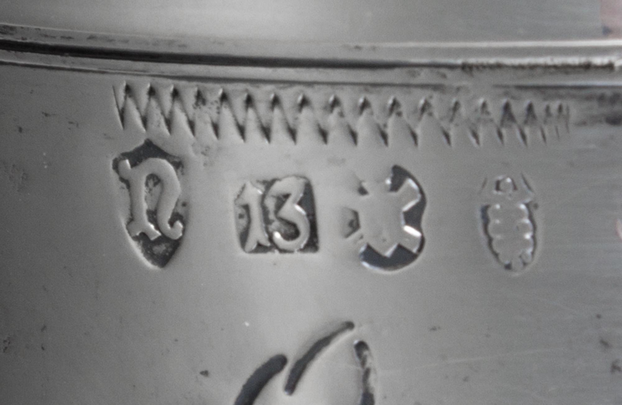 A German Silver Covered Jar, B. Neresheimer & Sohne, Hanau, 19th/20th Century, of cylindrical form, having foliate and berry decoration