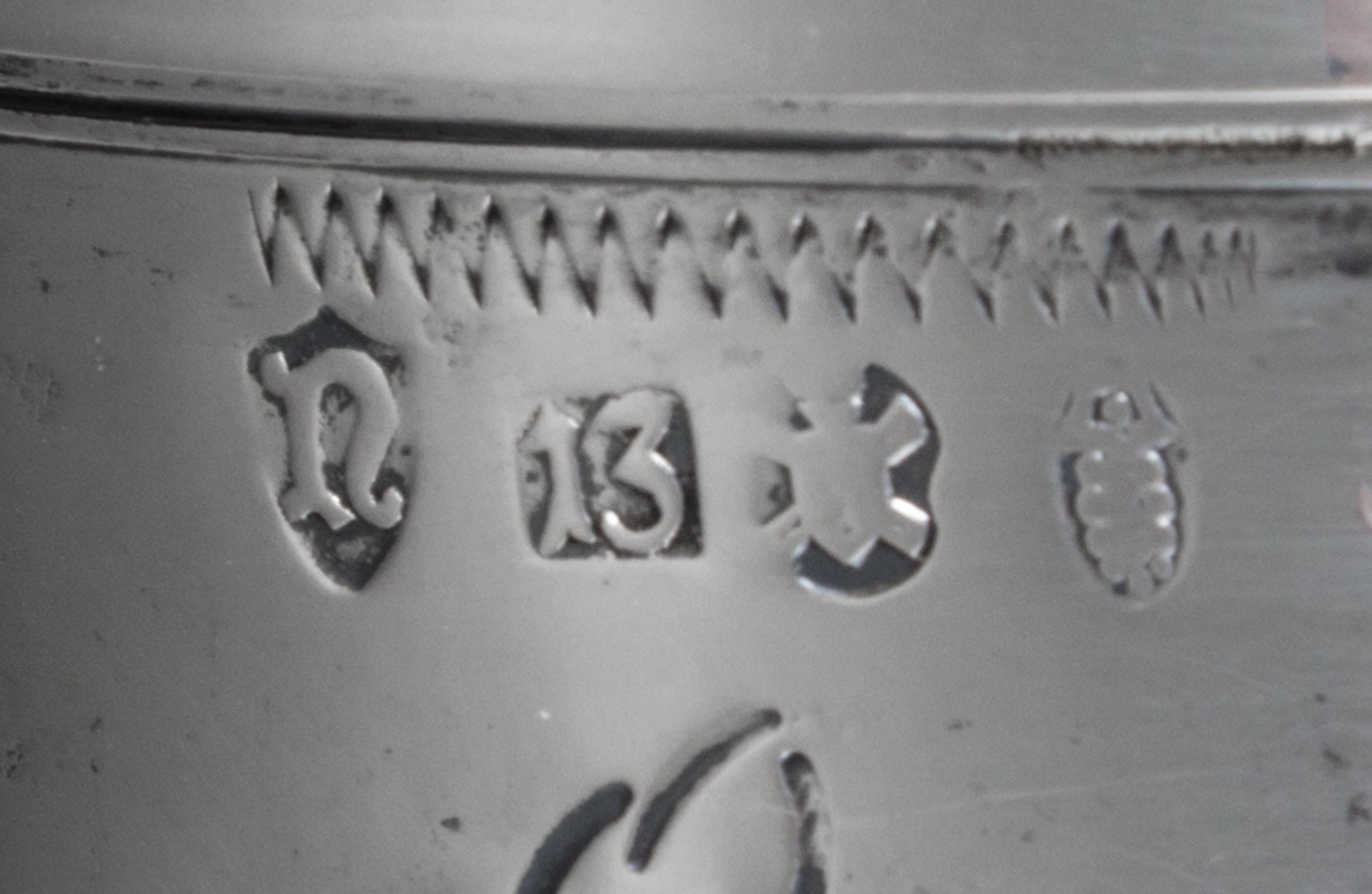 A German Silver Covered Jar, B. Neresheimer & Sohne, Hanau, 19th/20th Century, of cylindrical form, having foliate and berry decoration