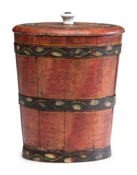 A Paint Decorated Lehnware Lidded Sugar Bucket