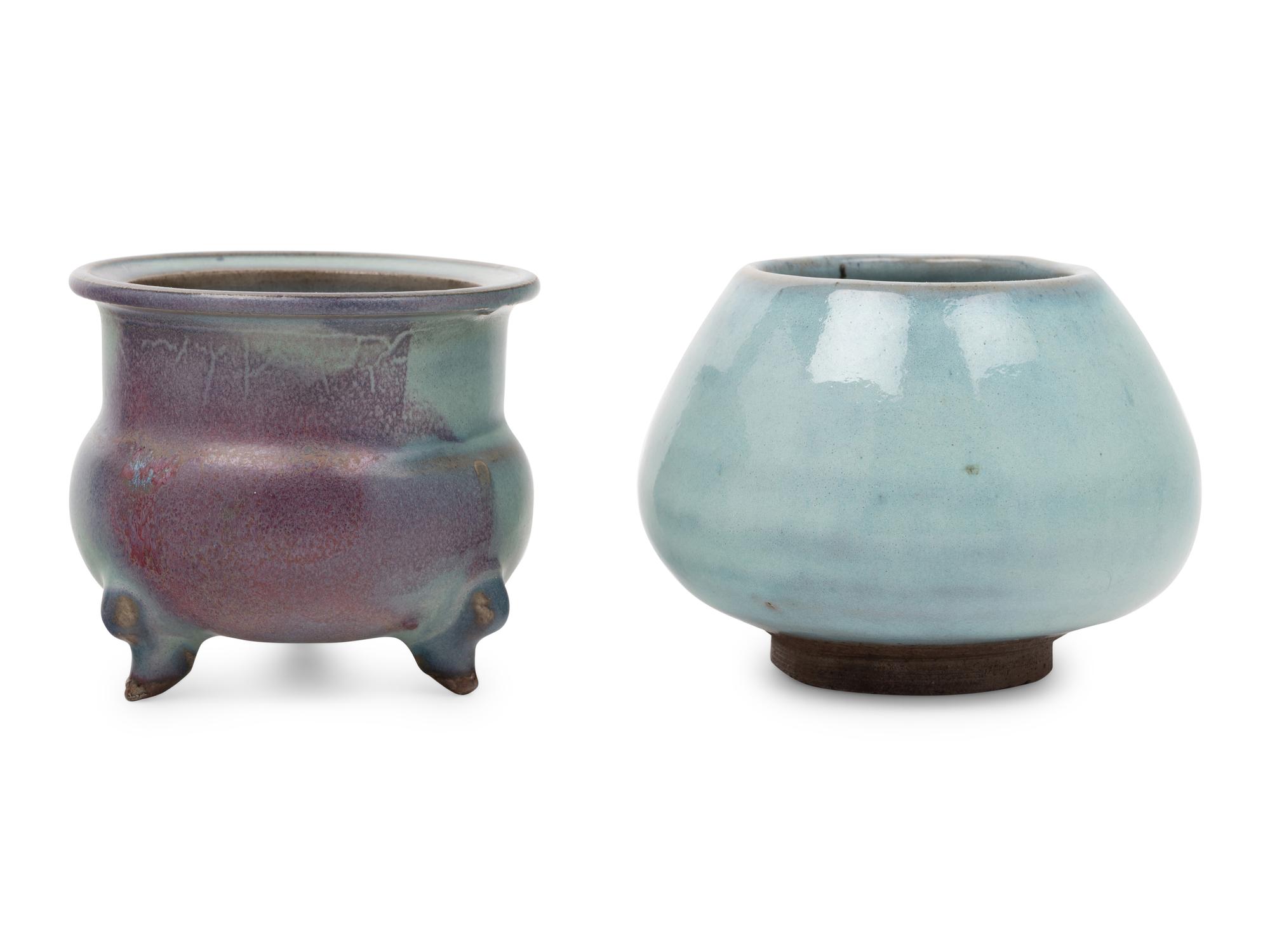 Two Chinese Jun Glazed Porcelain Vessels