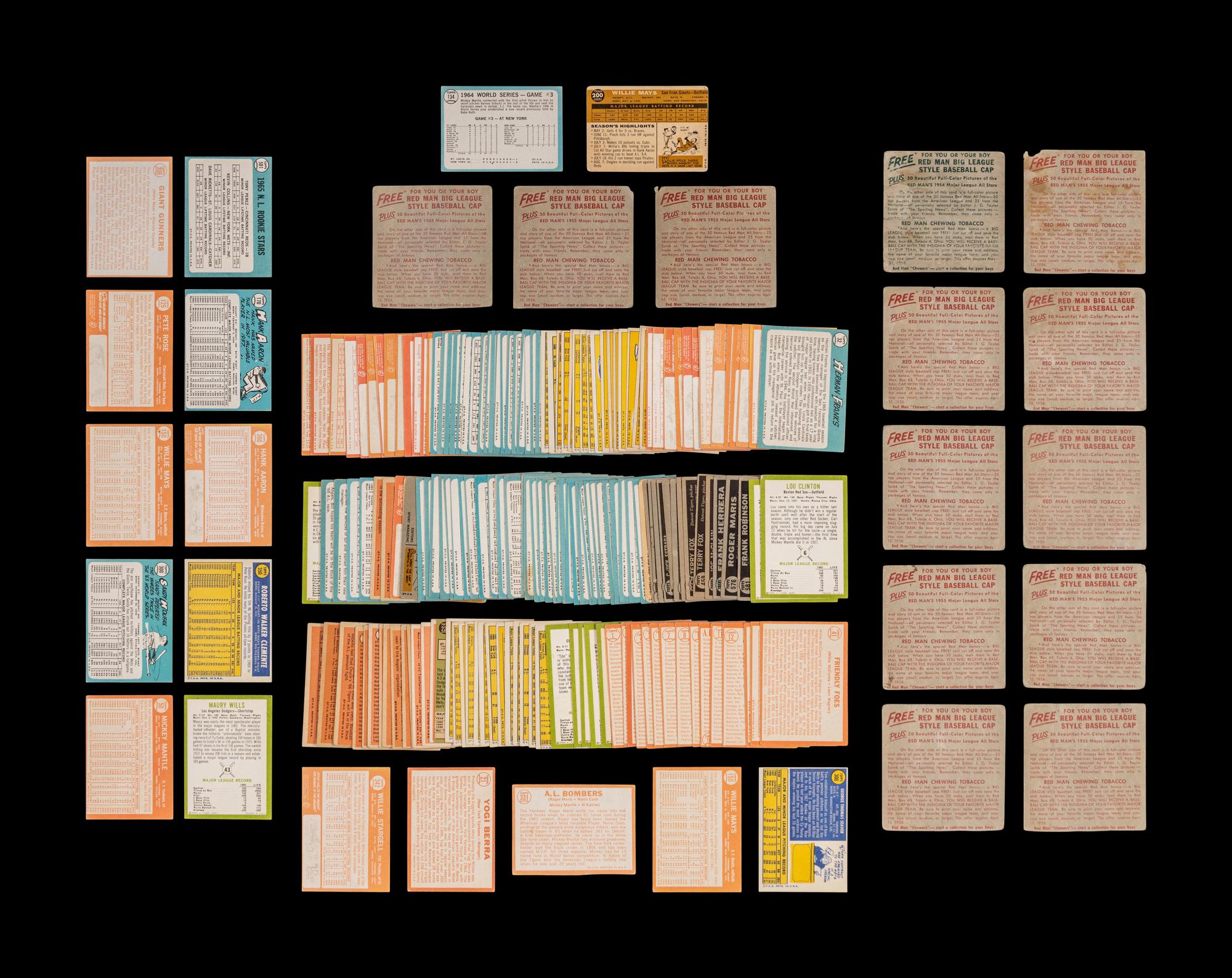 A Group of Nearly 200 1950s-70s Baseball Cards Including Mickey Mantle, Willie Mays and Multiple Hall of Famers,