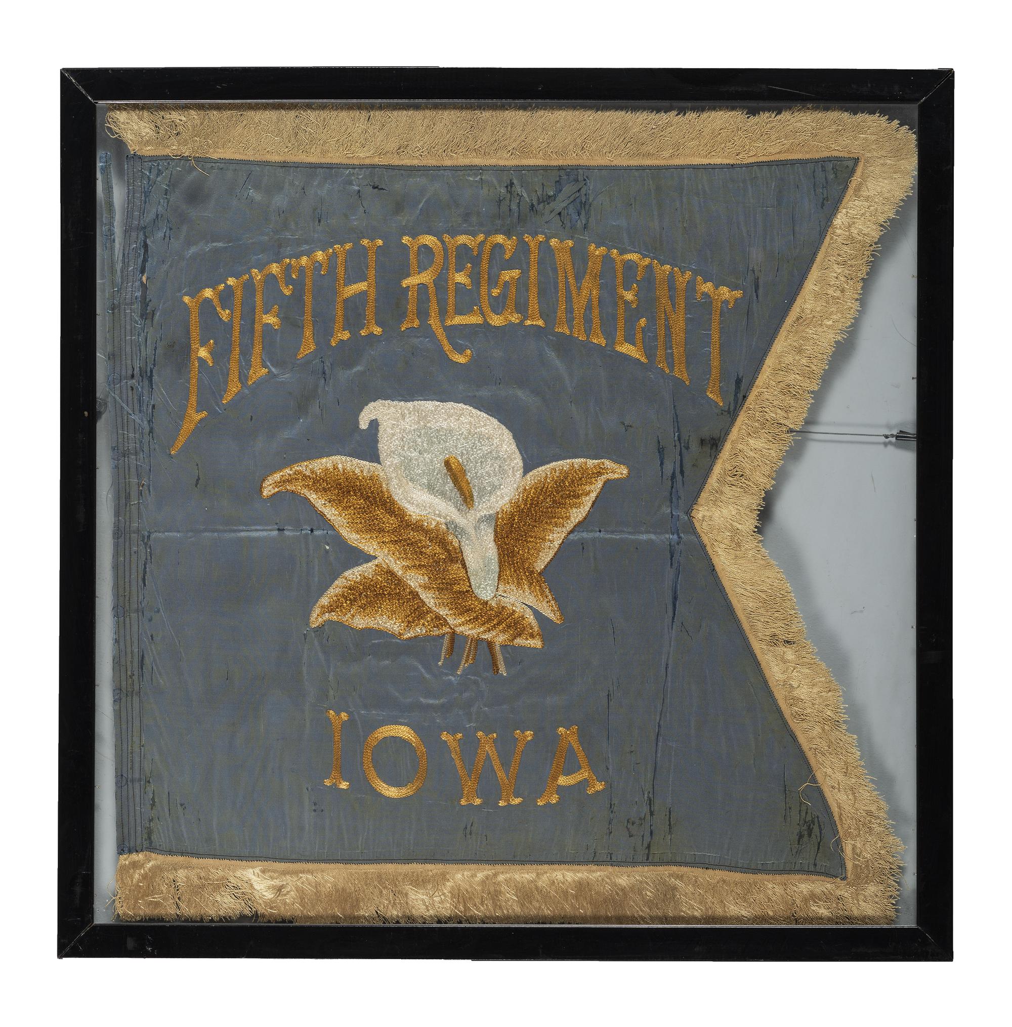 [CIVIL WAR]. Fifth Iowa Infantry or Cavalry regimental flag, possibly a commemorative post-war example.