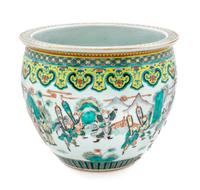 A Famille Verte Porcelain Fish Bowl Diameter 14 1/2 inches.