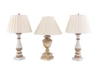 Three Table Lamps with Custom Silk Shades