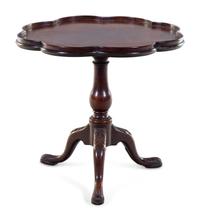 A George III Style Carved Mahogany Floriform-Top Tea Table