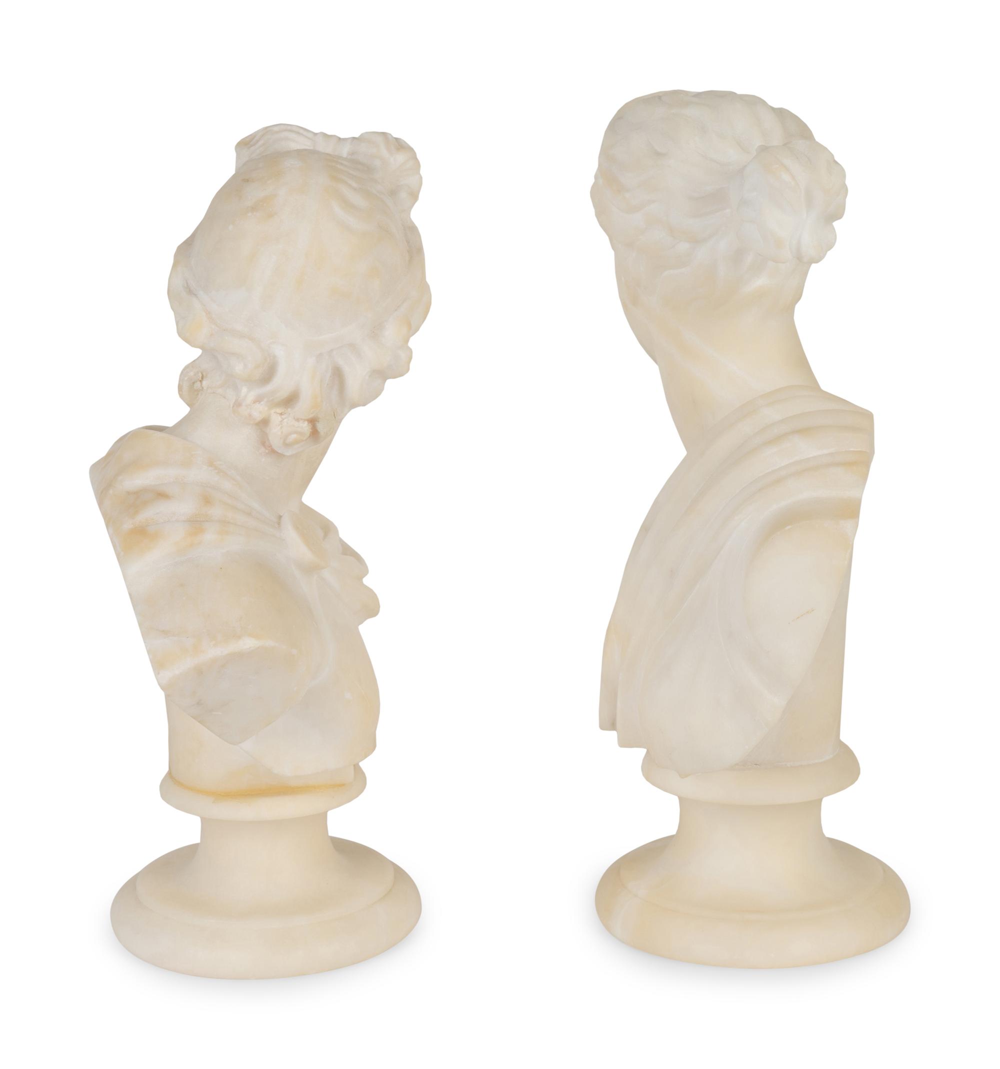 A Pair of Italian Carved Marble Busts — 19TH/20TH CENTURY