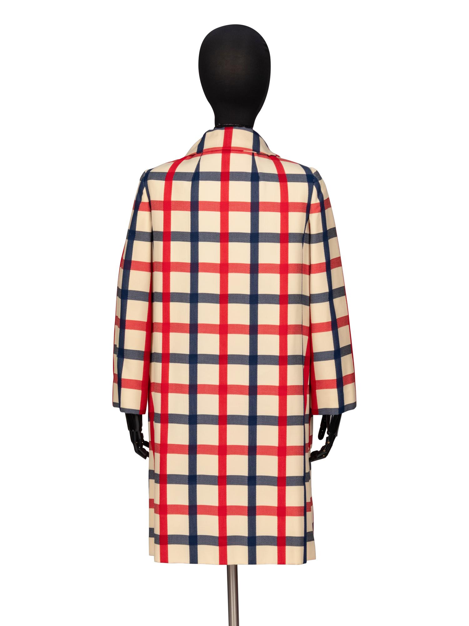 Bill Blass, Windowpane Check Coat, 1960's