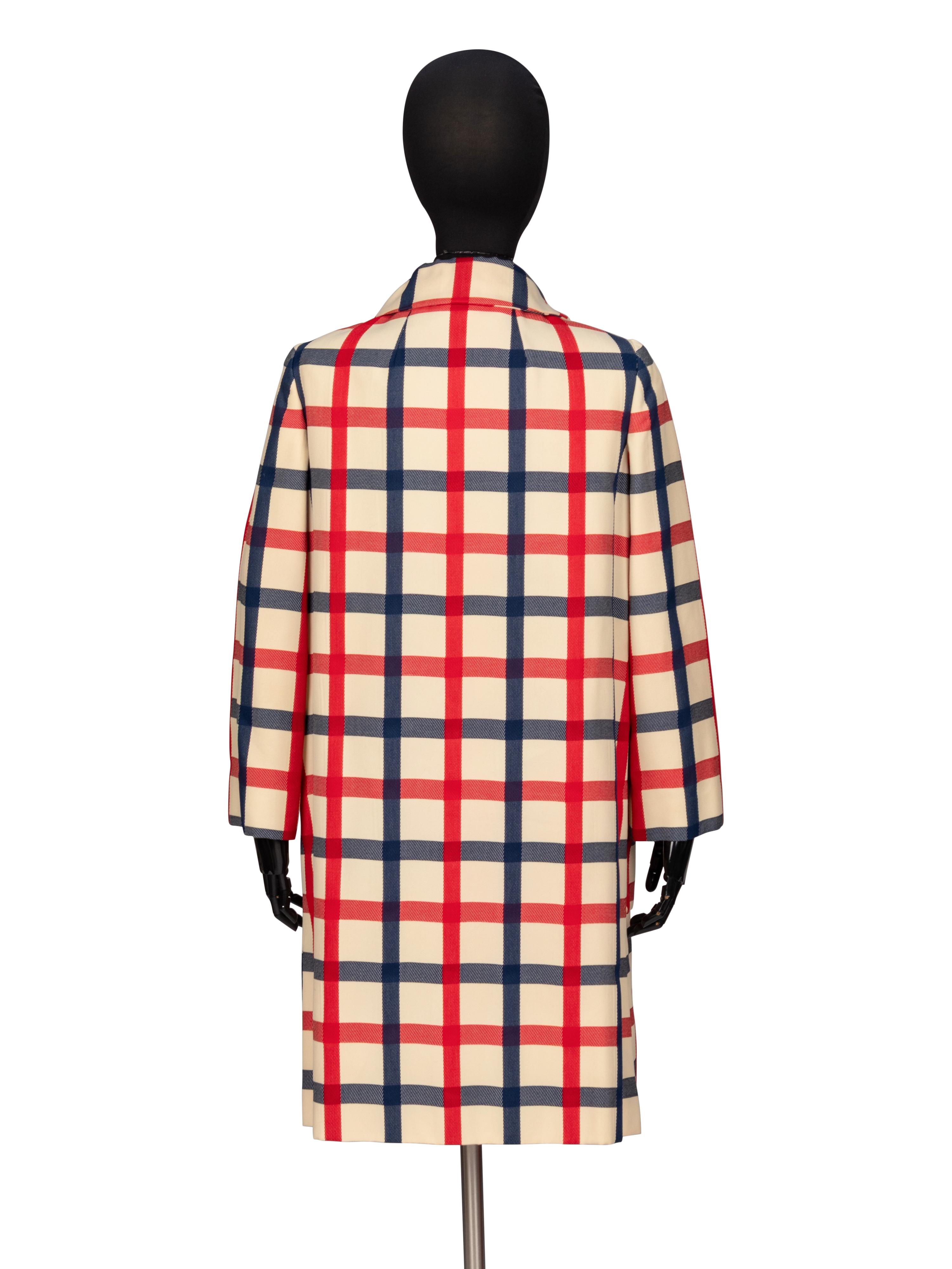 Bill Blass, Windowpane Check Coat, 1960's