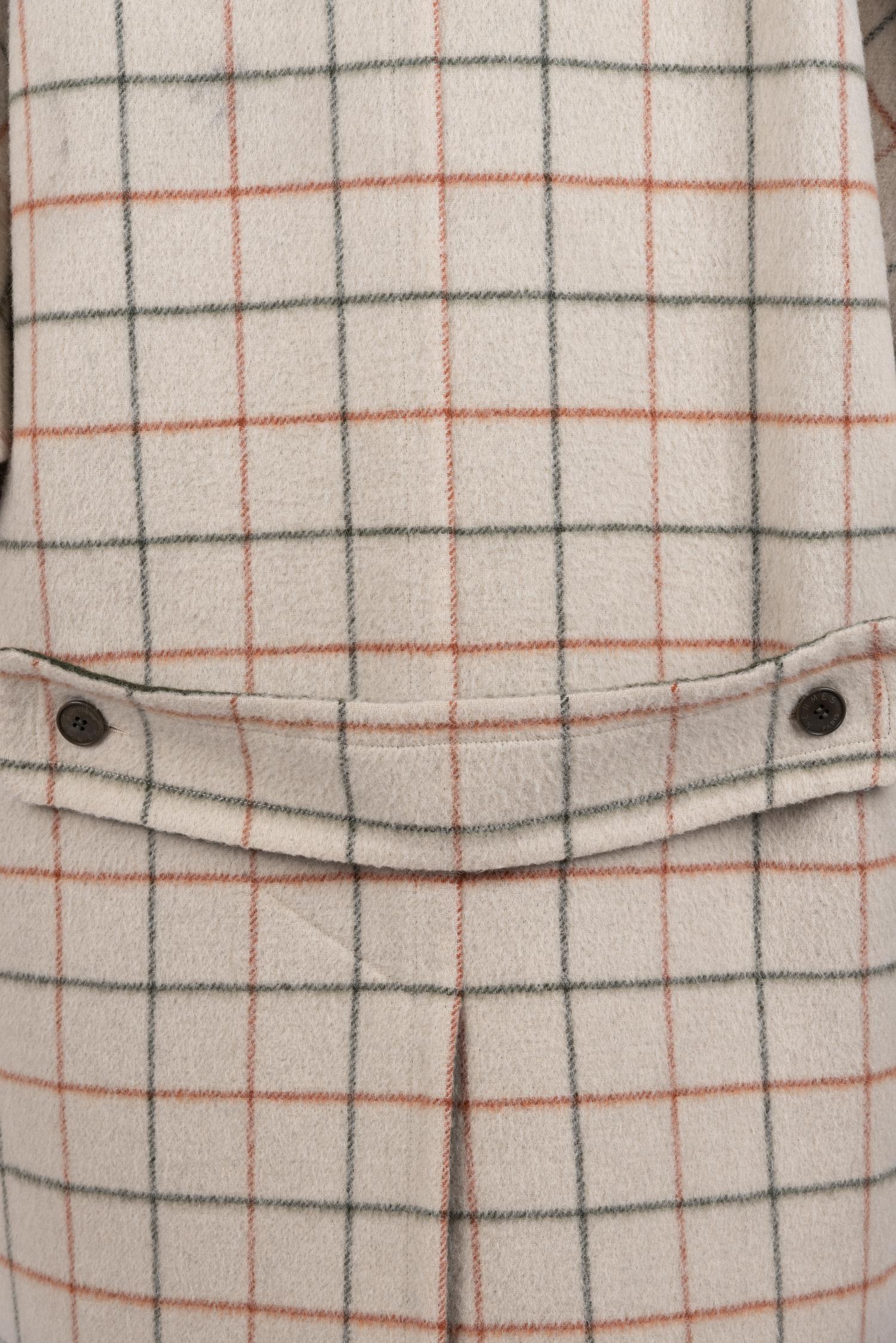 Hermès Wool Plaid Coat, 1980s